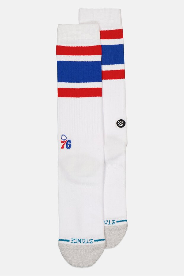 x NBA Men Philadelphia 76ers Embroidered Logo Crew Socks, White