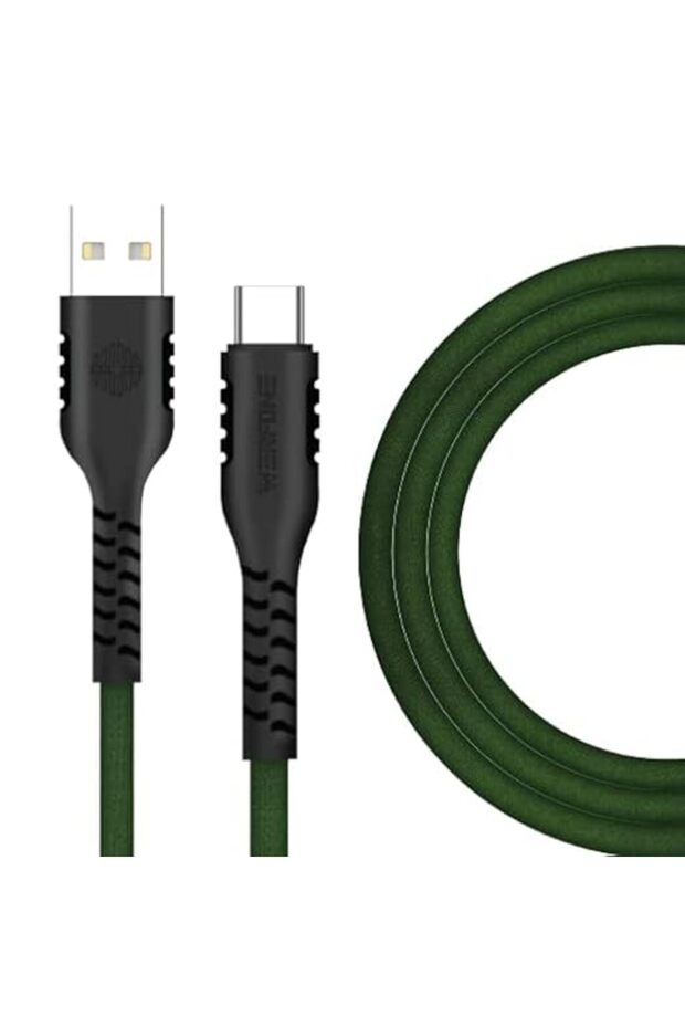 كيبل شحن (من USB الى نوع C) من ويرفون، لونه اخضر بطول 1.2 متر، لمحول الشحن