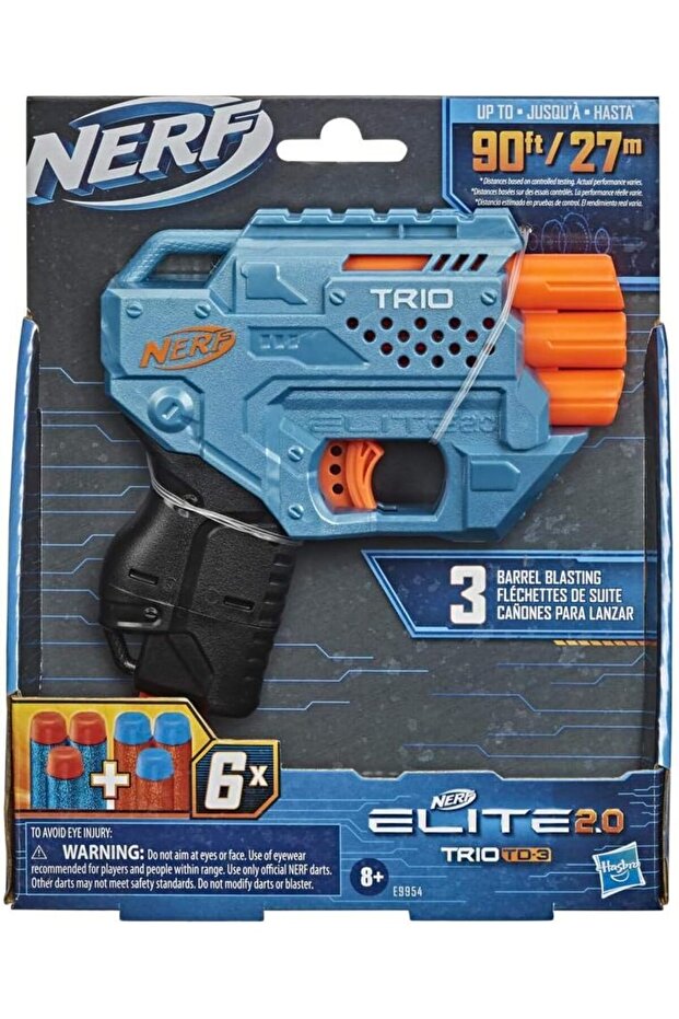 Elite 2.0 Trio Td-3 Blaster - Includes 6 Official Darts - 3-Barrel Blasting - Tactical Rail For Customizing Capability