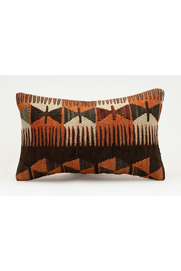 Handmade Vintage Throw Pillow Cover Made from Old Kilim, Wool, 30X50 cm