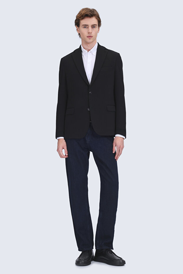 Black Comfort Fit Mono Collar Classic Jacket