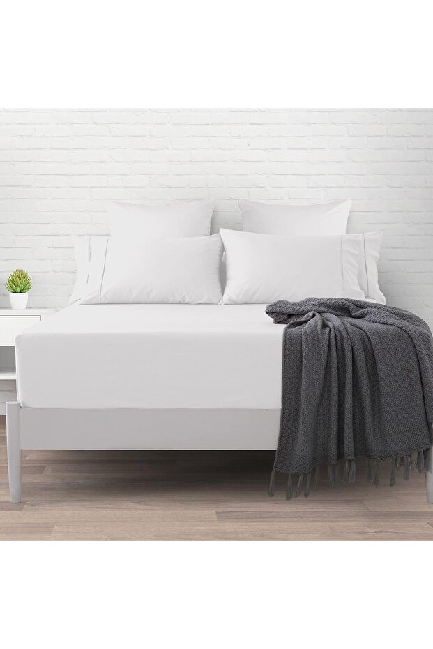 Poplin 100% Cotton 63 Thread Kumai Double Size 160*200 cm Fitted Sheet Set with Pillowcase