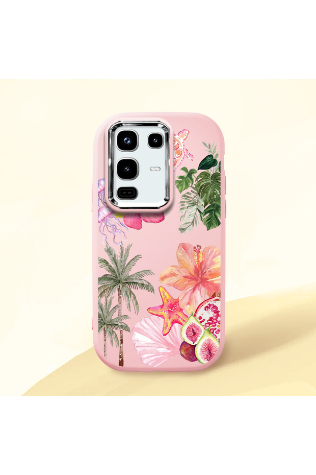 Infinix Note 50/Note 50 Pro Compatible Shock-Absorbing Camera Protected Pink Silicone Case Floral Print