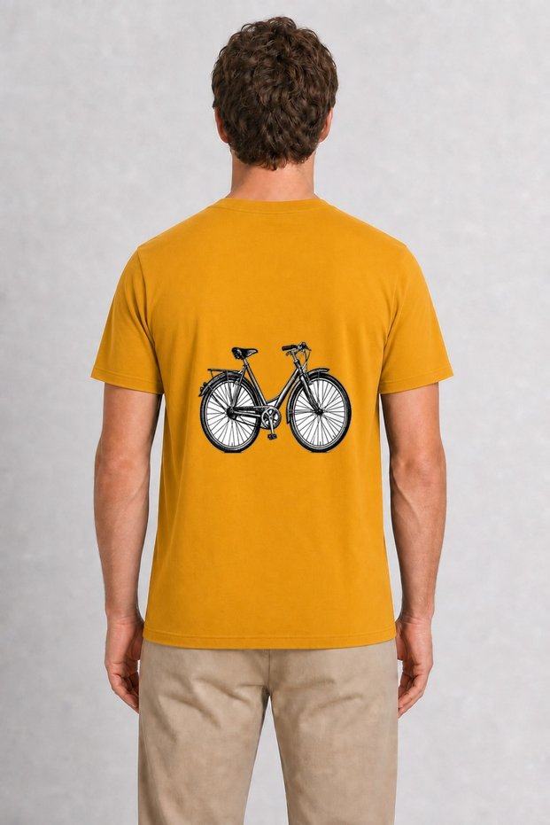 Men's Classic Delivery Bike - Back Print - Yellow
