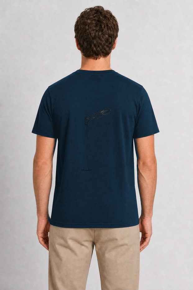 Men's Minimalist Street Lamp - Back Printed - Navy Blue