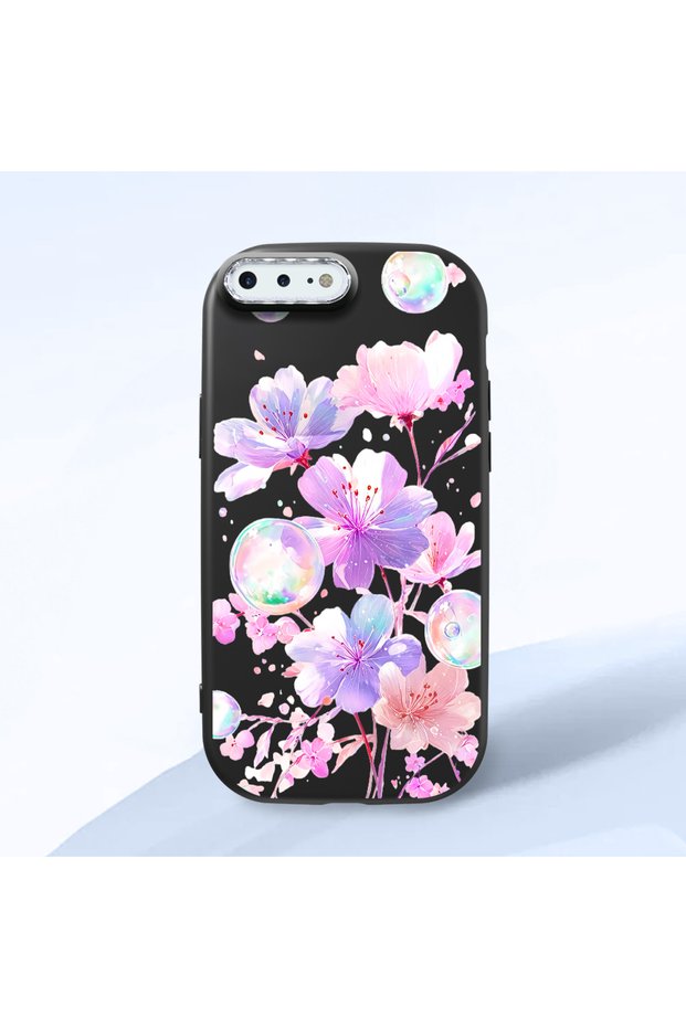 Black Silicone Case with Shock-Absorbing Camera Protections Compatible with iPhone 7 Plus/8 Plus Floral Print