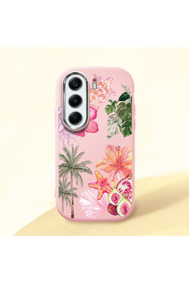 Tecno Camon 40(Cm5) Compatible Shock-Absorbing Camera Protected Pink Silicone Case Floral Print