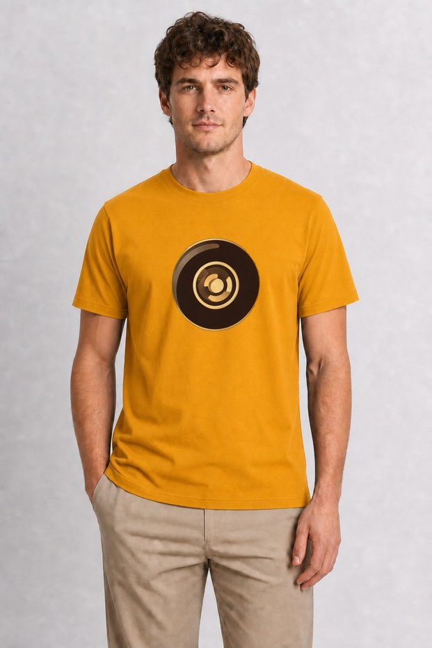 Men's Retro Skateboard Wheel Motion Graphic - Yellow