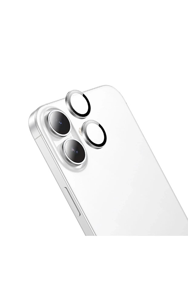 iPhone 16 3D Metal Frame Camera Lens Compatible with Apple - Silver