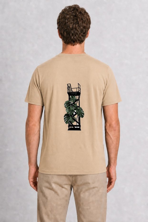 Men's Urban Vines Minimalist Street Art - Back Print - Cream
