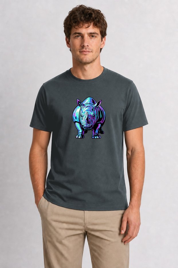 Men's Pop-Art Rhino Design - Smoked