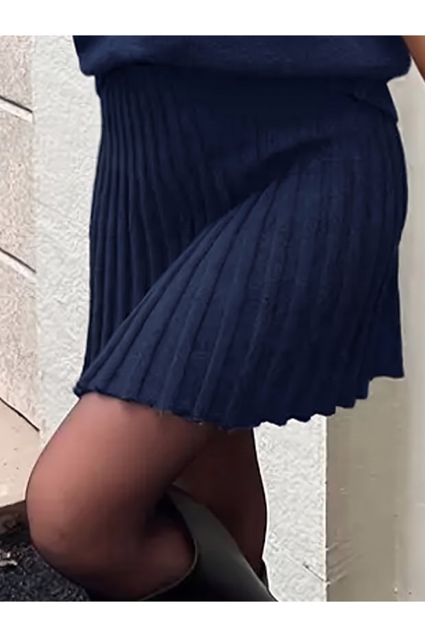 Women's Elastic Waist Pleated Women's Knitwear Mini Skirt Standard Sml Compatible Length 50 cm