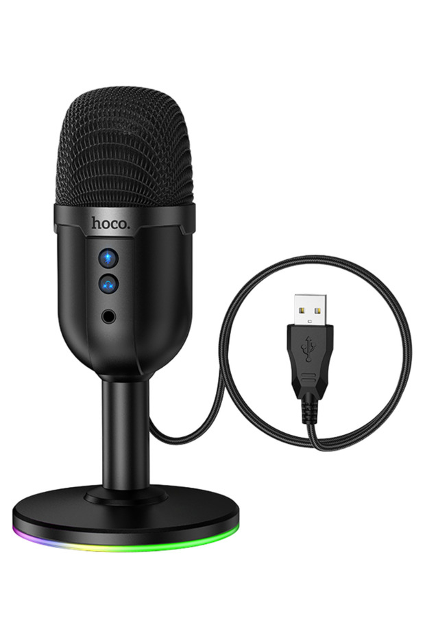 L25 Bright 360 Degree Rgb USB Broadcaster Desktop Microphone - Black