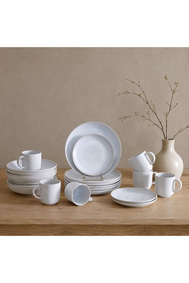 Rimal 24 Piece Stoneware Dinner Set -serves 6, White, Dinner Sets