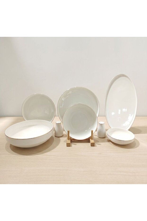 Cynara 29 Piece New Bone China Dinner Set -serves 6, White, Dinner Sets