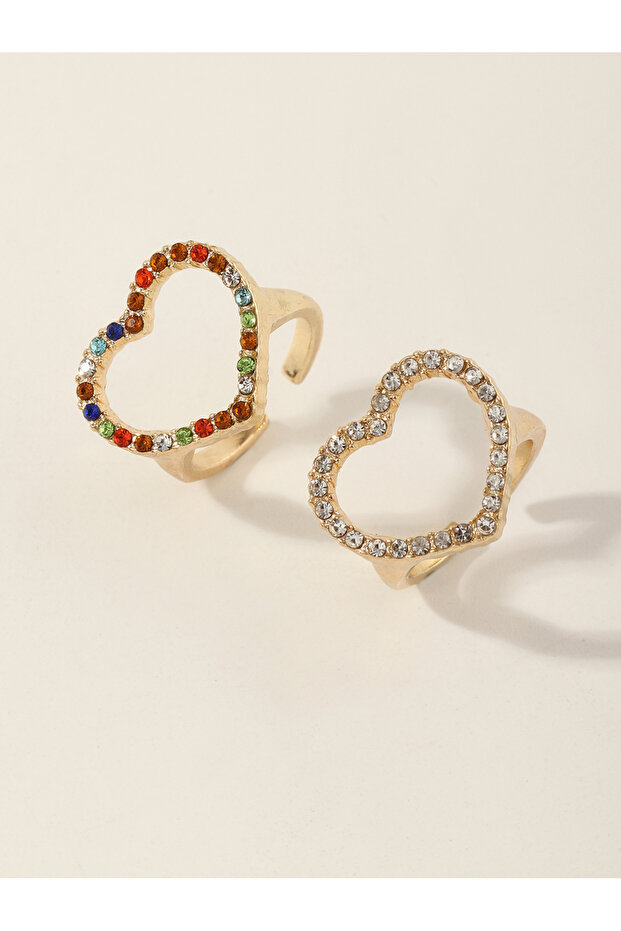 Girls Set of 2 - Embellished Heart Shaped Ring