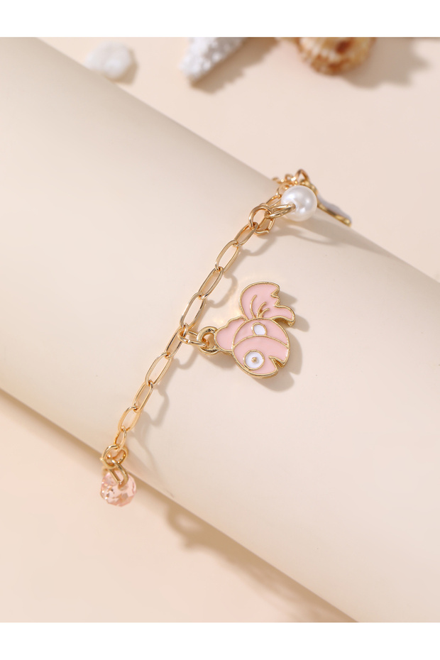 Girls Gold Tone Fish Charm Bracelet