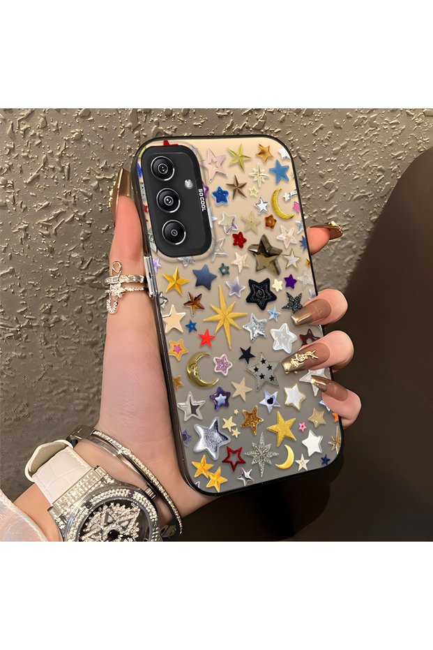 Samsung Galaxy M34 Compatible Fantastic Star Moon Pattern Case, Durable Hard Case