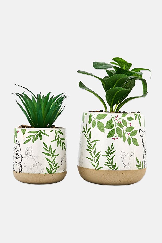 Bambi Ceramic Planters With Plants Set