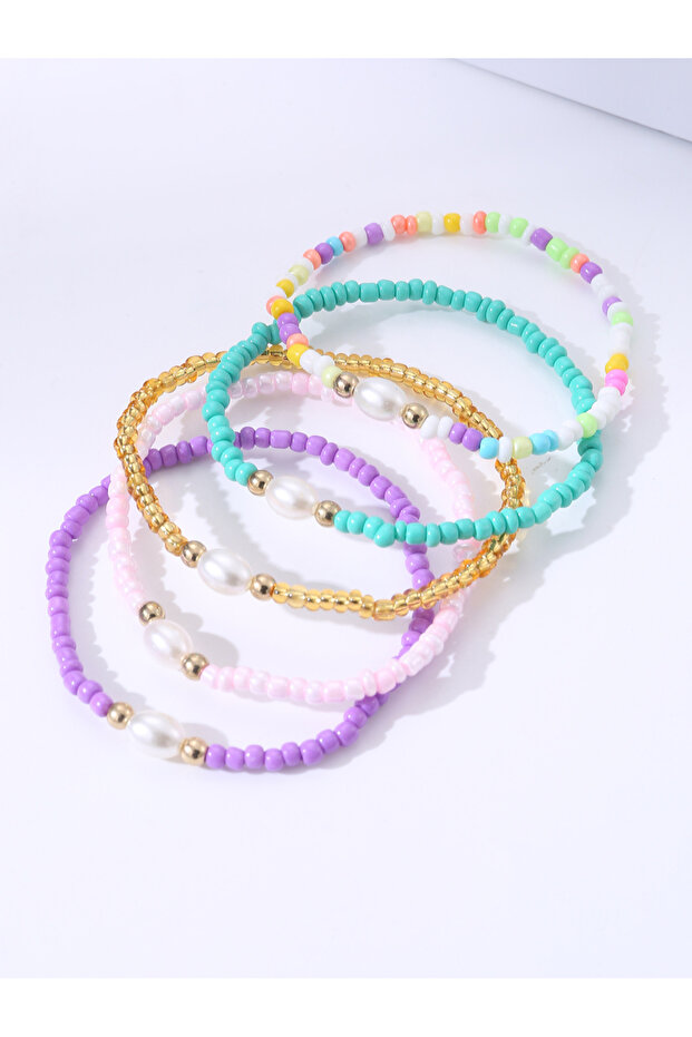Pack of 5 - Girls Multi-Color Beaded Bracelets