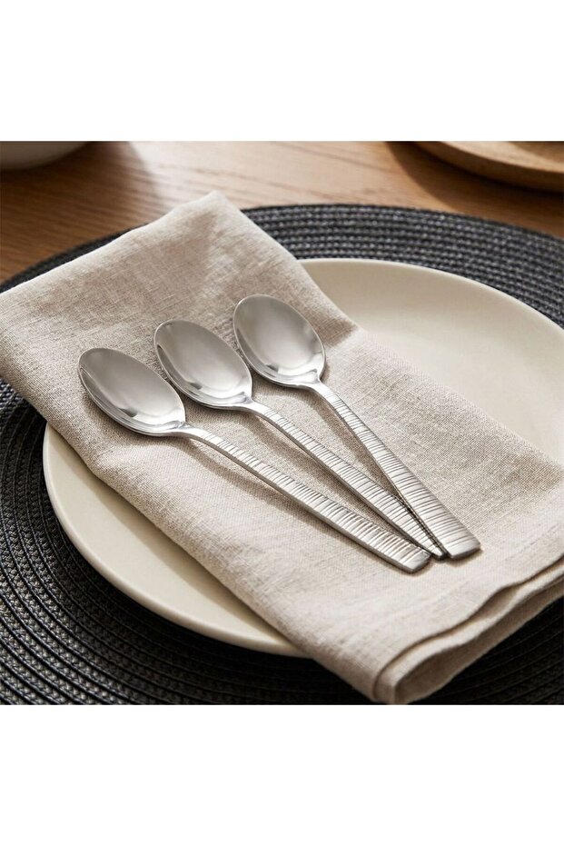 , Orchid 4 Piece Sapphire Stainless Steel Coffee Spoon Set, Silver, Cutlery