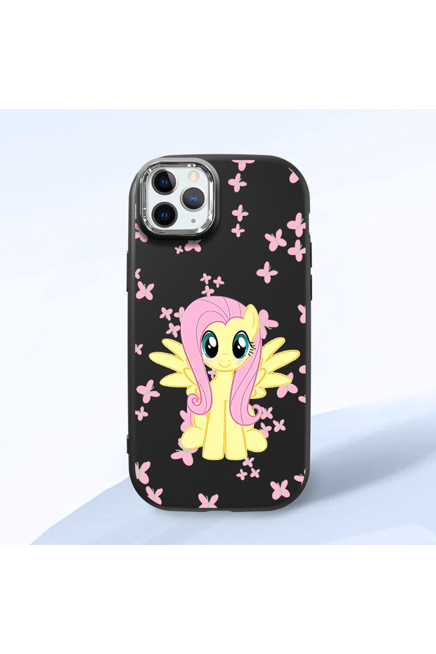 iPhone 11 Pro Max Compatible Shock-Absorbing Black Silicone Case with Camera Protection Fluttershy