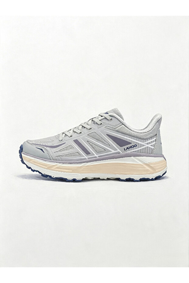 Unisex Grey Textile Lace-Up Sports Sneakers
