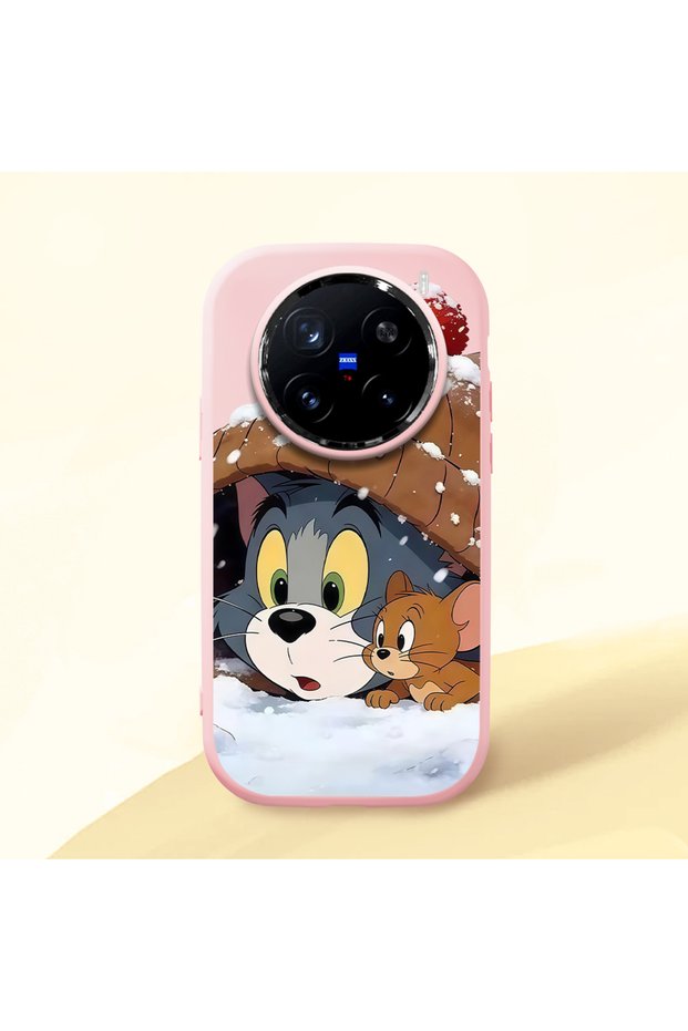 Vivo X200 Pro Compatible Shock-Absorbing Camera Protected Pink Silicone Case Jerry