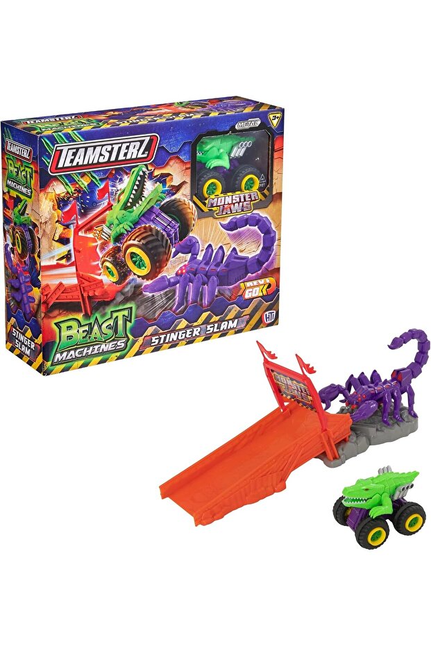 Beast Machines Monster Jaws Scorpion Slam | Scorpion Car Launcher And Car Track Set | Monster Cars Playset With Die-Cast Car | Kid’s Play Figures And Vehicle Toy Transporter| Ages 3+