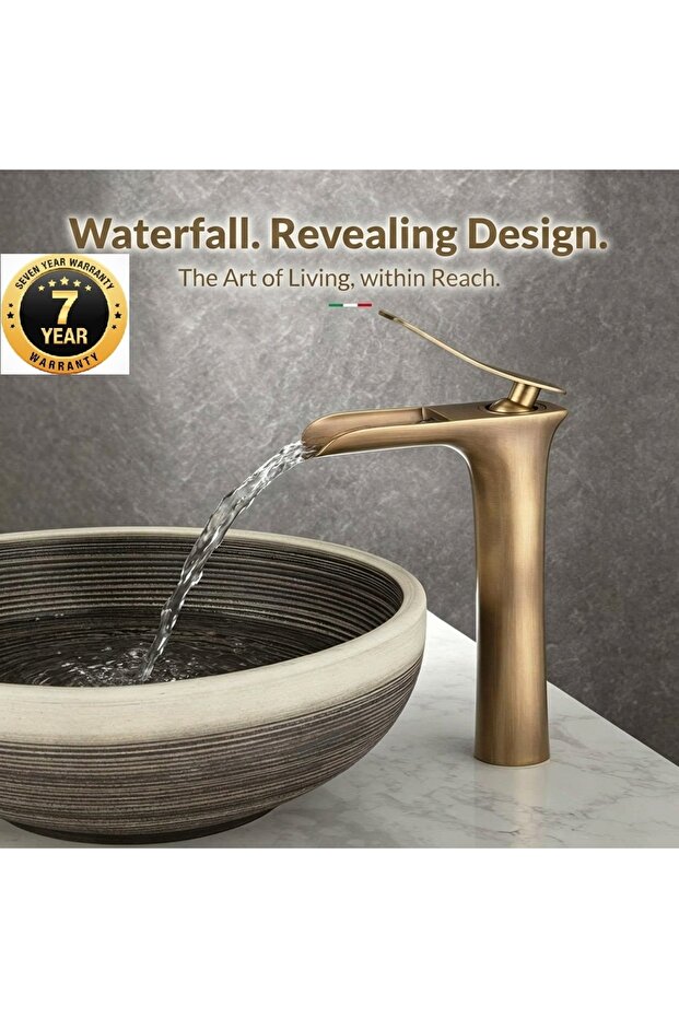 Bathroom Sink Faucet Antique Color Waterfall New Imported with 7 Years Warranty