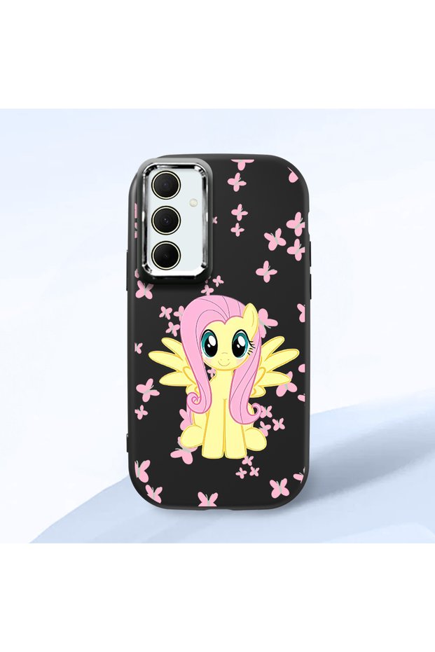 Samsung Galaxy A35 Compatible Shock-Absorbing Black Silicone Case with Camera Protection Fluttershy