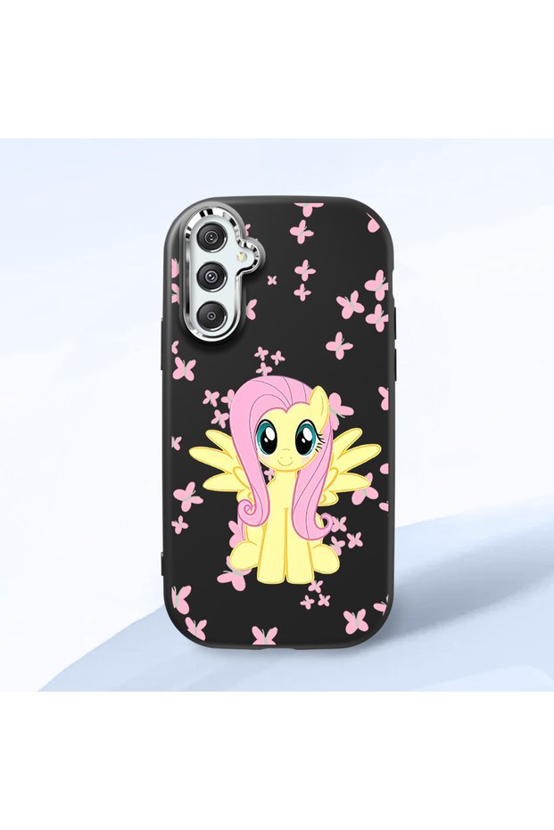 Samsung Galaxy M34 Compatible Shock-Absorbing Camera Protected Black Silicone Case Fluttershy