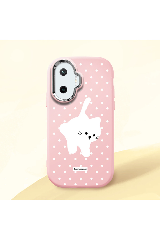Poco F7 Compatible Shock-Absorbing Camera Protected Pink Silicone Case Cat
