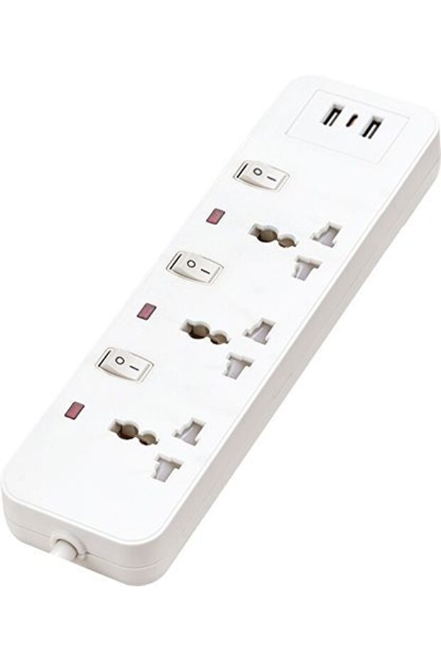 3M 3 Universal Socket 2 USB A 1 USB C E, White, Copper, PC+Copper, Electrical Accessories
