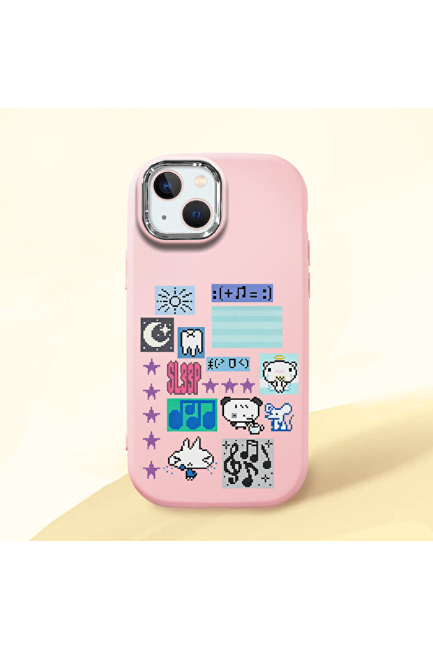 Pink Silicone Case with Shock-Absorbing Camera Protections Compatible with iPhone 15 Plus/14 Plus