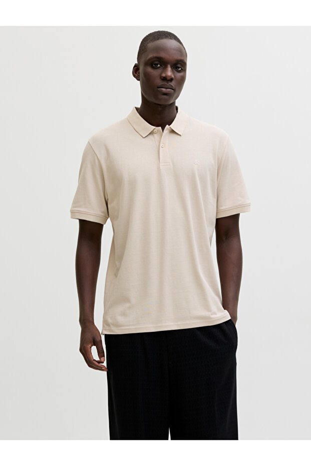 Cream Solid Cotton Polo