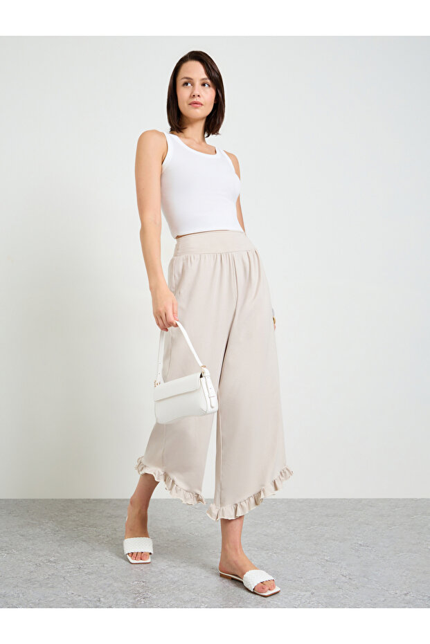 Plain Ruffle Hem Culottes