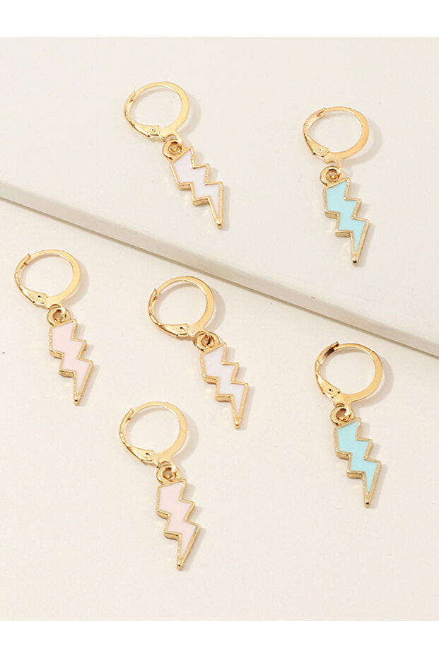 Girls 3-Piece Lightning Bolt Hoop Earrings
