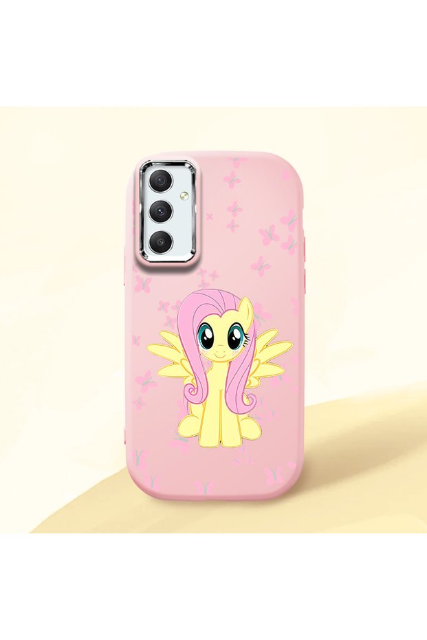 Samsung Galaxy A34 Compatible Shock-Absorbing Camera Protected Pink Silicone Case Fluttershy