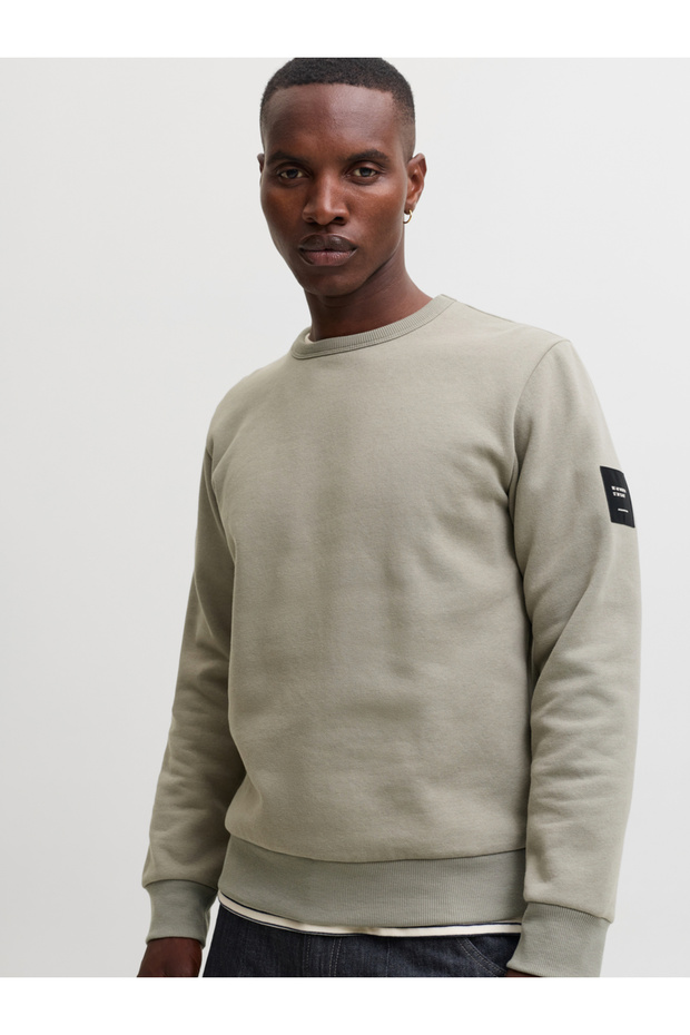 Khaki Pullover Round Neck Sweatshirt