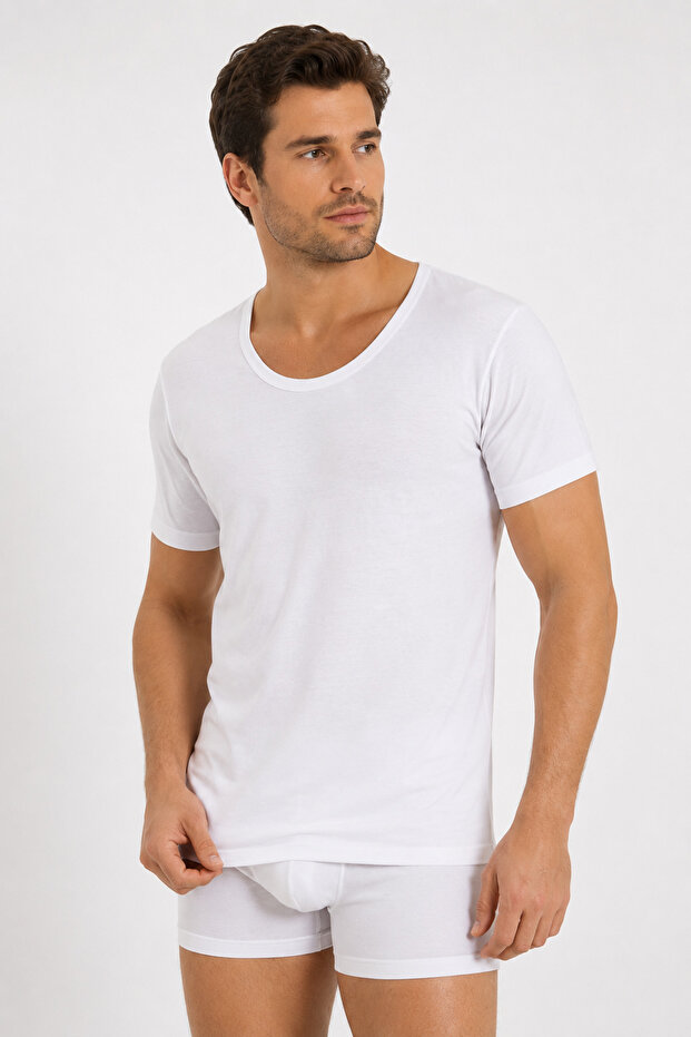 Yildiz Çamaşir 3-Pack 100% Cotton Ribbed Fabric Crew Neck Men's Undershirt T-Shirt