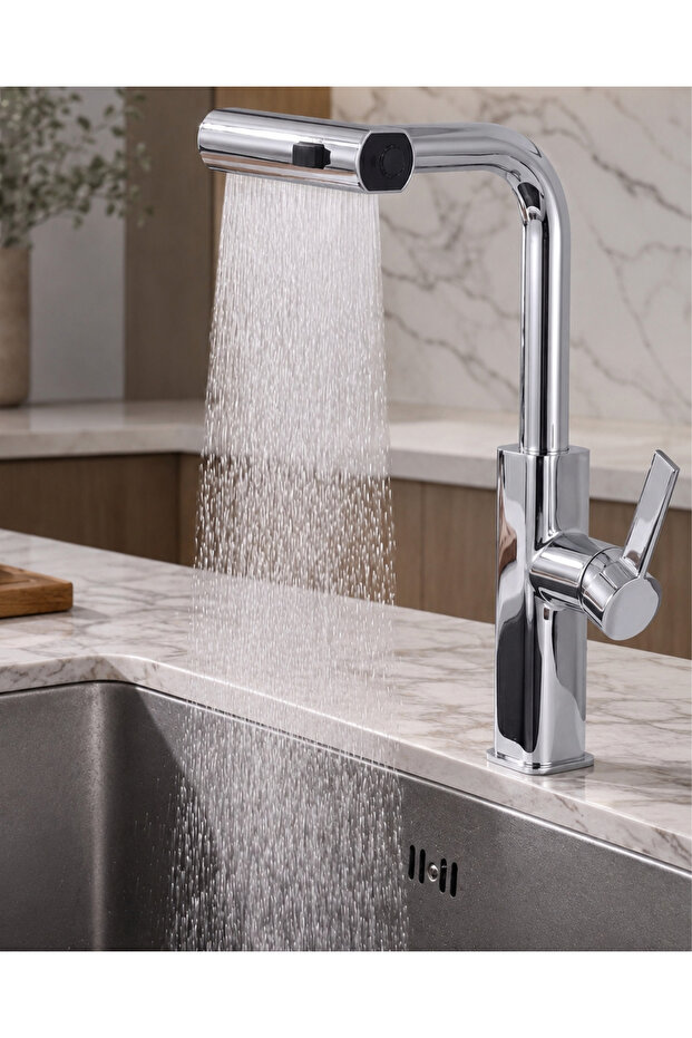 Kitchen Sink Faucet with 3 Different Flow Modes - Spiral Sink Faucet - Chrome Color