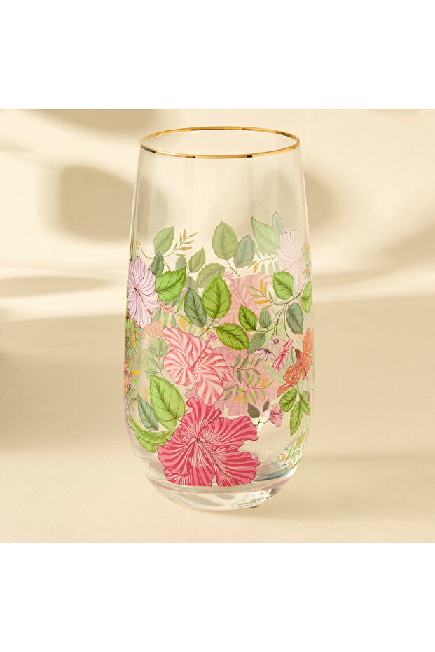 Summer Hot Flower Printed Highball Glass