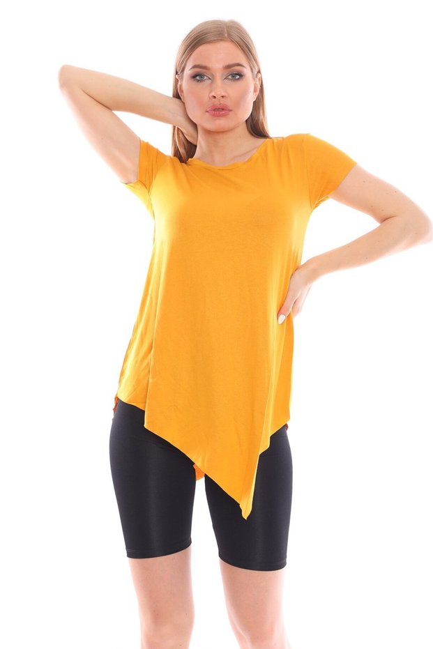 Asymmetrical Cut Viscose Fabric Tunic