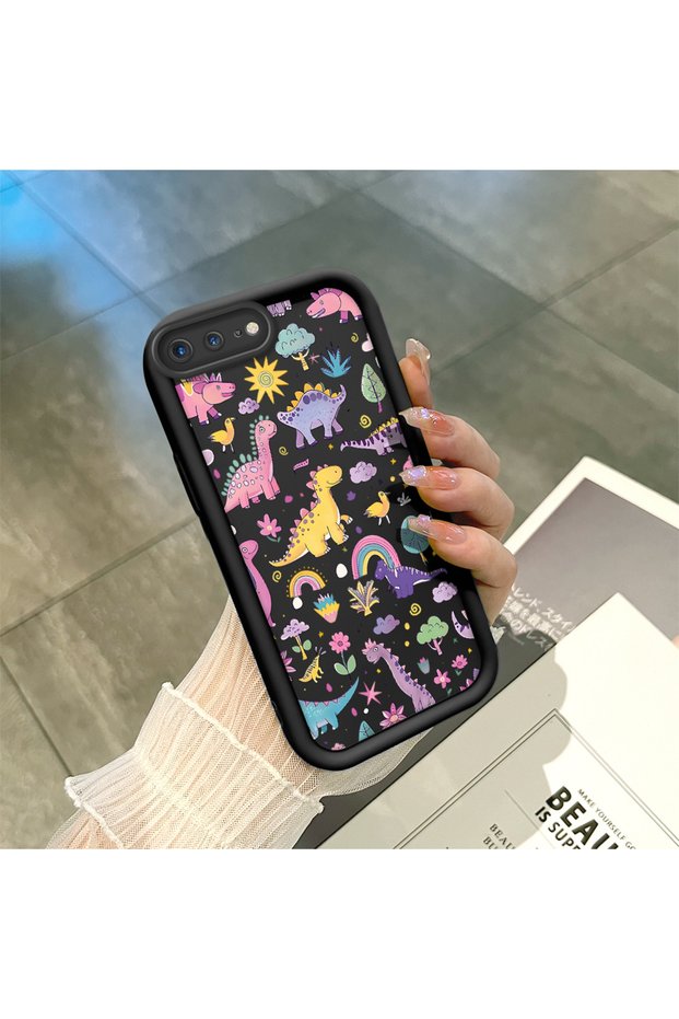 حافظة سيليكون سوداء متوافقة مع هاتف iPhone 7 Plus/8 Plus مع حماية للكاميرا ضد الصدمات