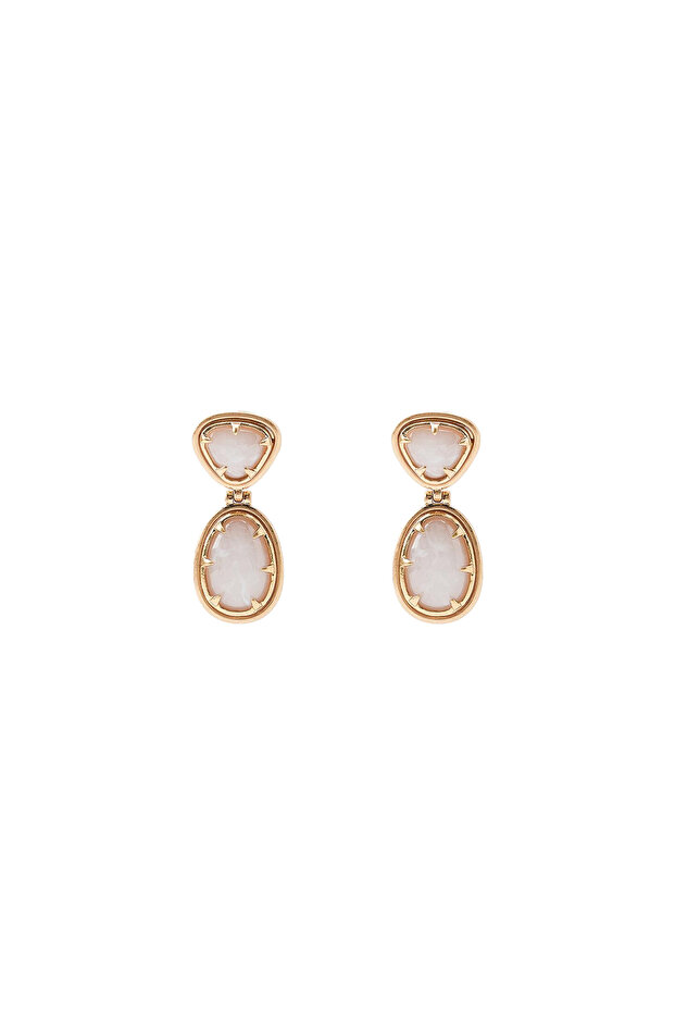 Zr Shiny Stone Ecru Earrings