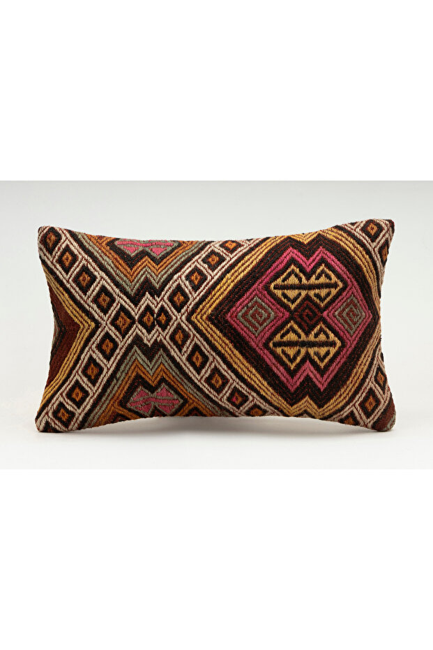 Handmade Vintage Throw Pillow Cover Made from Old Kilim, Wool, 30X50 cm