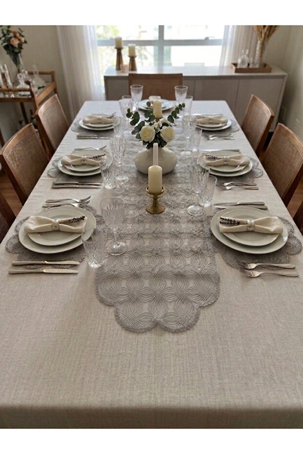 Meridyen 7 Piece Runner Set / 6 Pieces of Supla and 1 Piece of Runner Gray