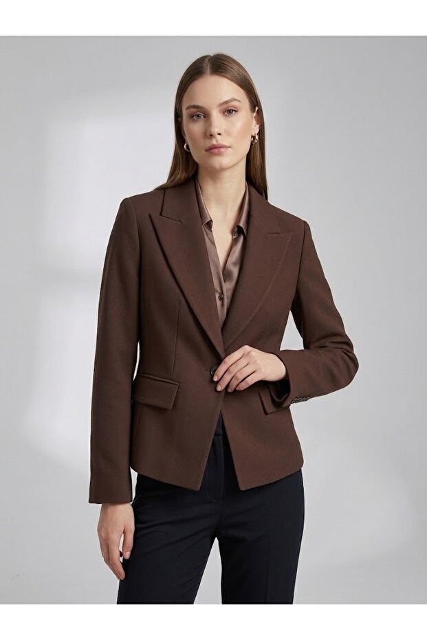 Pointed Collar Single Button Slim Fit Classic Blazer Jacket 4041