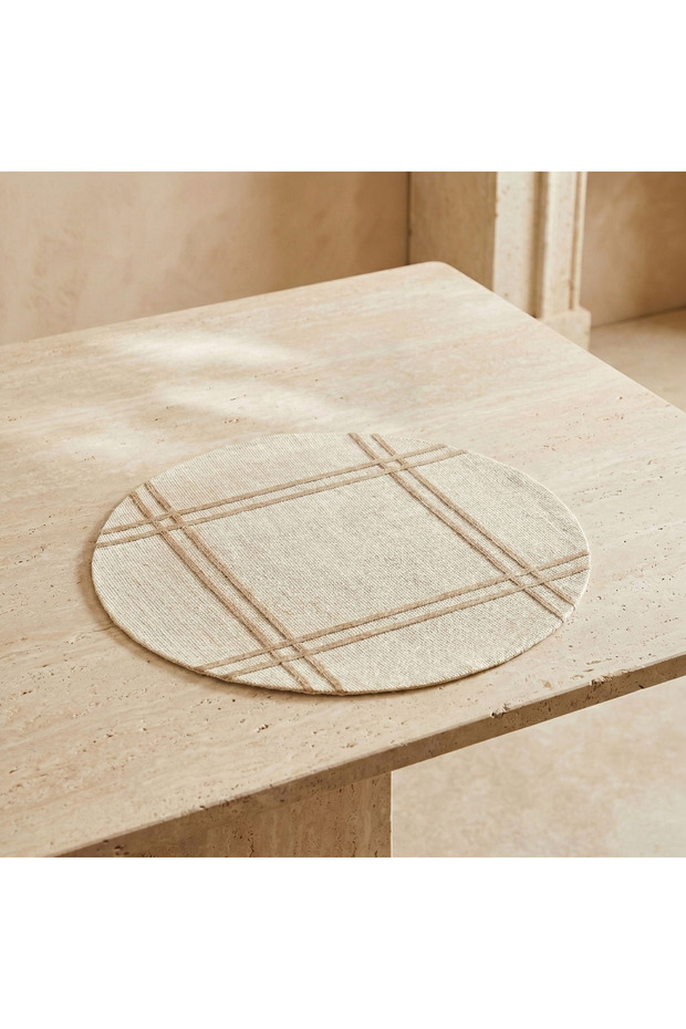 Jute 2-Piece Checked Placemat Set - 38 cm